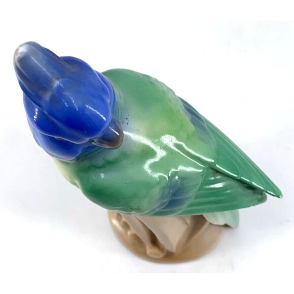 Cockatoo Figurine Porcelain Art Deco Vintage Multicolor Glazed Colorful 7" Tall - Picture 7 of 8